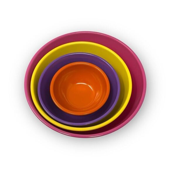 Nesting Mixing Bowls Melamine Plastic Multicolor Rainbow Set of 4 Unbranded - Picture 1 of 6